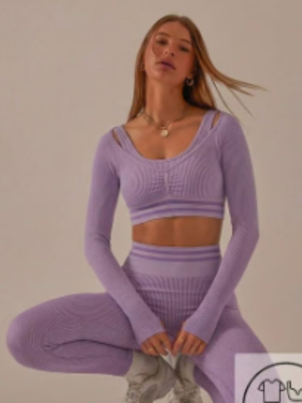 Seamless Leggings and Long Sleeve Crop Top Matching Set - Picture 10 of 10